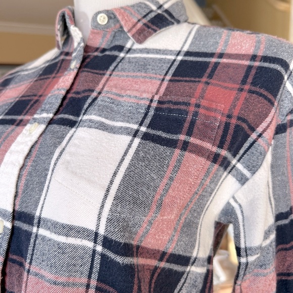Gap Pink Black and Cream Plaid Button Down Flannel Shirt Youth Size 12 - Picture 6 of 10